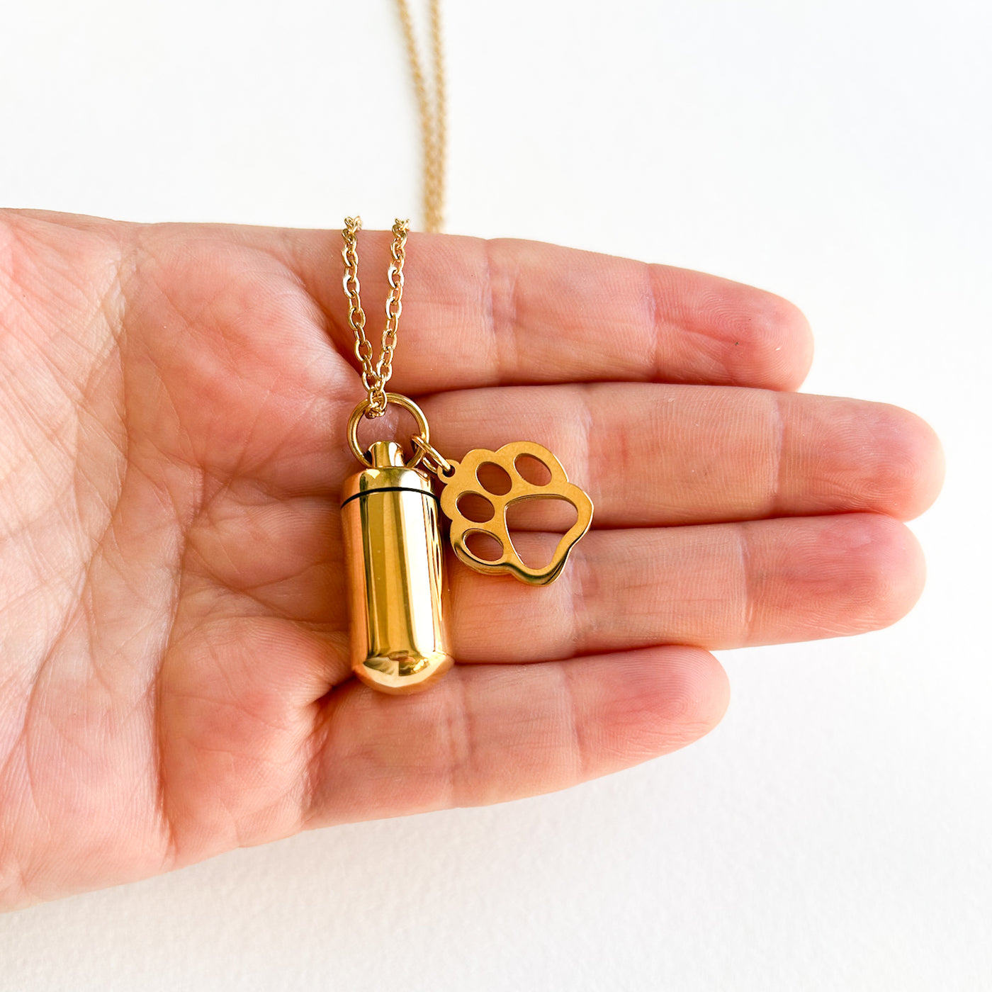 Cremation Jewelry -Cylinder Memorial Urn Necklace - Pet loss Capsule