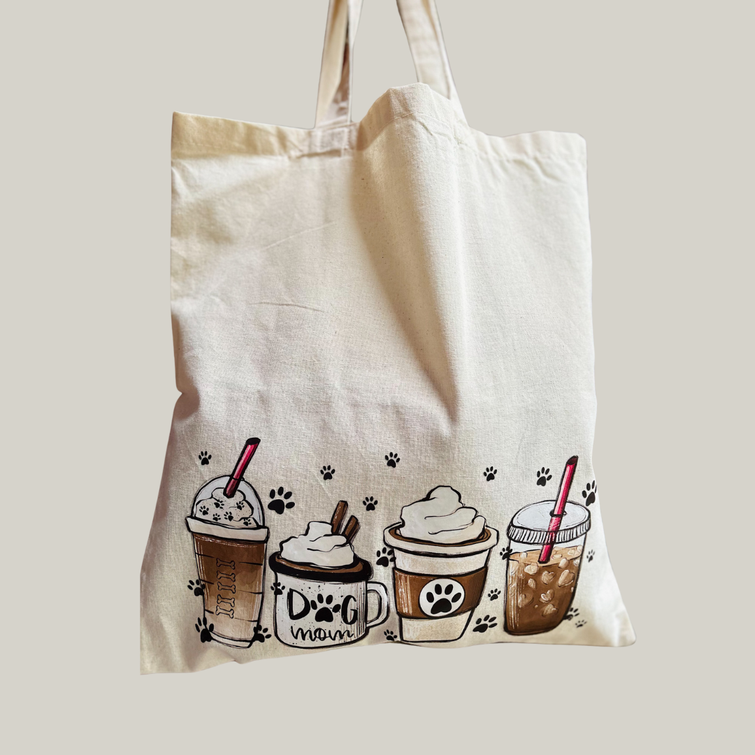 Must-have Cotton Tote Bag, the perfect blend of neutral and chic! 🛍️✨ Dog and coffee lovers only!